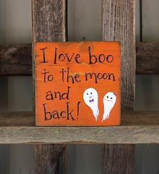 I Love Boo Sign with Ghosts