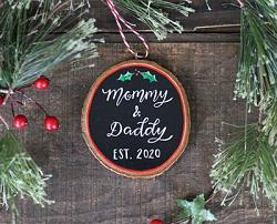 Mommy & Daddy Wood Slice Ornament (Personalized)