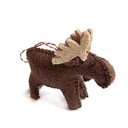 Brown Moose Wool Ornament