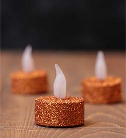 Orange Glitter LED Tealight Candle