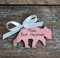 Baby Bear Ornament - Pink