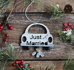 Just Married Car Ornament (Personalized)