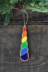 Rainbow Unicorn Horn Ornament
