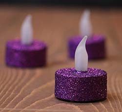 Purple Glitter LED Tealight Candle