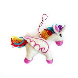 Rainbow Unicorn Wool Ornament