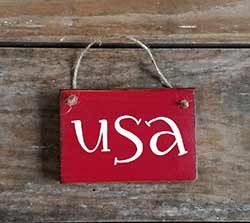USA Small Wooden Sign - Red