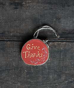 Give Thanks Wood Slice Ornament with Vine