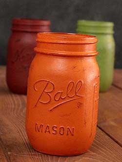 Hand-Painted Mason Jar (Pint) - Pumpkin Orange