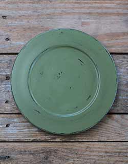 Distressed 9.5 inch Candle Plate - Moss Green
