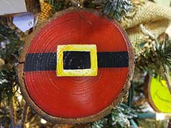 Santa Belt Wood Slice Ornament (Personalized)