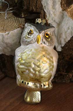White Glass Owl Ornament
