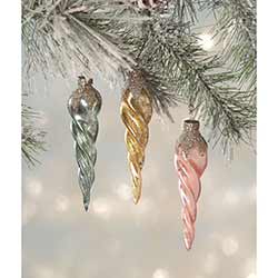 Pastel Twisted Icicle Ornaments (Set of 3)