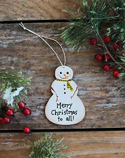 Merry Christmas Snowman Ornament (Personalized)