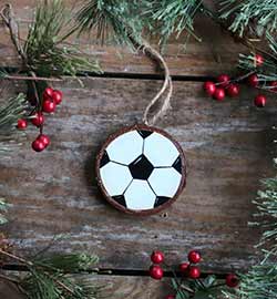 Soccer Ball Wood Slice Ornament (Personalized)