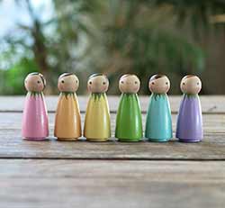 Spring Rainbow Peg Dolls (Set of 6)