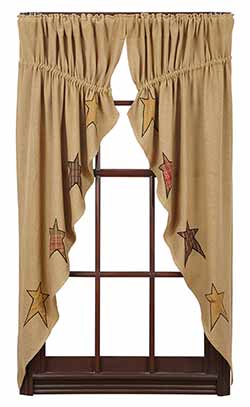 Stratton Burlap Applique Star Prairie Curtain