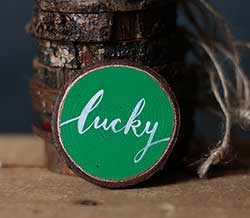 Lucky Wood Slice Ornament - Green, White, and Gold (Personalized)