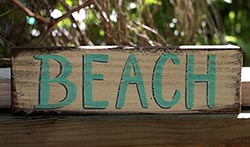 Our Backyard Studio Beach Wooden Sign - White and Teal