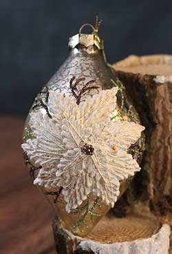 Champagne Antiqued Glass Ornament