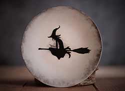 White Distressed Mini Plate with Witch
