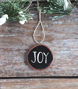 Joy Wood Slice Ornament