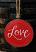Red Love Hand-Lettered Wood Slice Ornament, by Our Backyard Studios in Mill Creek, WA