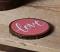 Pink Love Hand-Lettered Wood Slice Ornament, by Our Backyard Studios in Mill Creek, WA