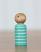 Aqua Striped Peg Doll Baby, made by Our Backyard Studio in Mill Creek, WA