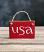 Red USA Small Wooden Sign
