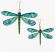 Blue & Green Dragonfly Metal Ornament
