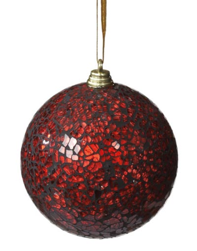 Red Mirrored Ball Ornament, by Seasons of Cannon Falls