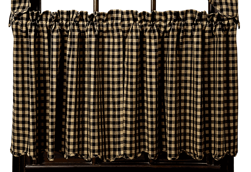 Black Check 24 Inch Tiers By Nancy S, 24 Inch Curtains
