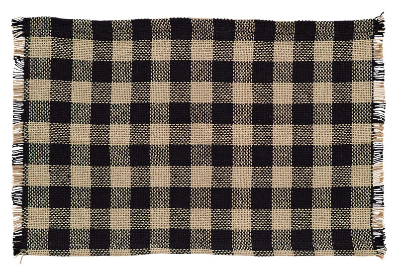 Burlap Black Check Placemats, by VHC Brands