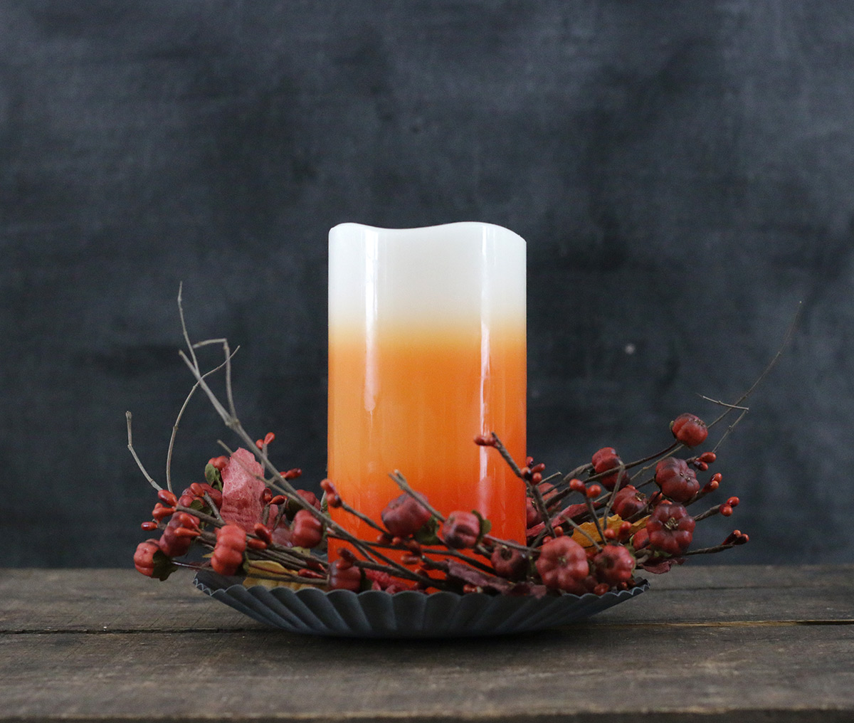 Candy Corn 6 inch LED Pillar Candle - The Weed Patch