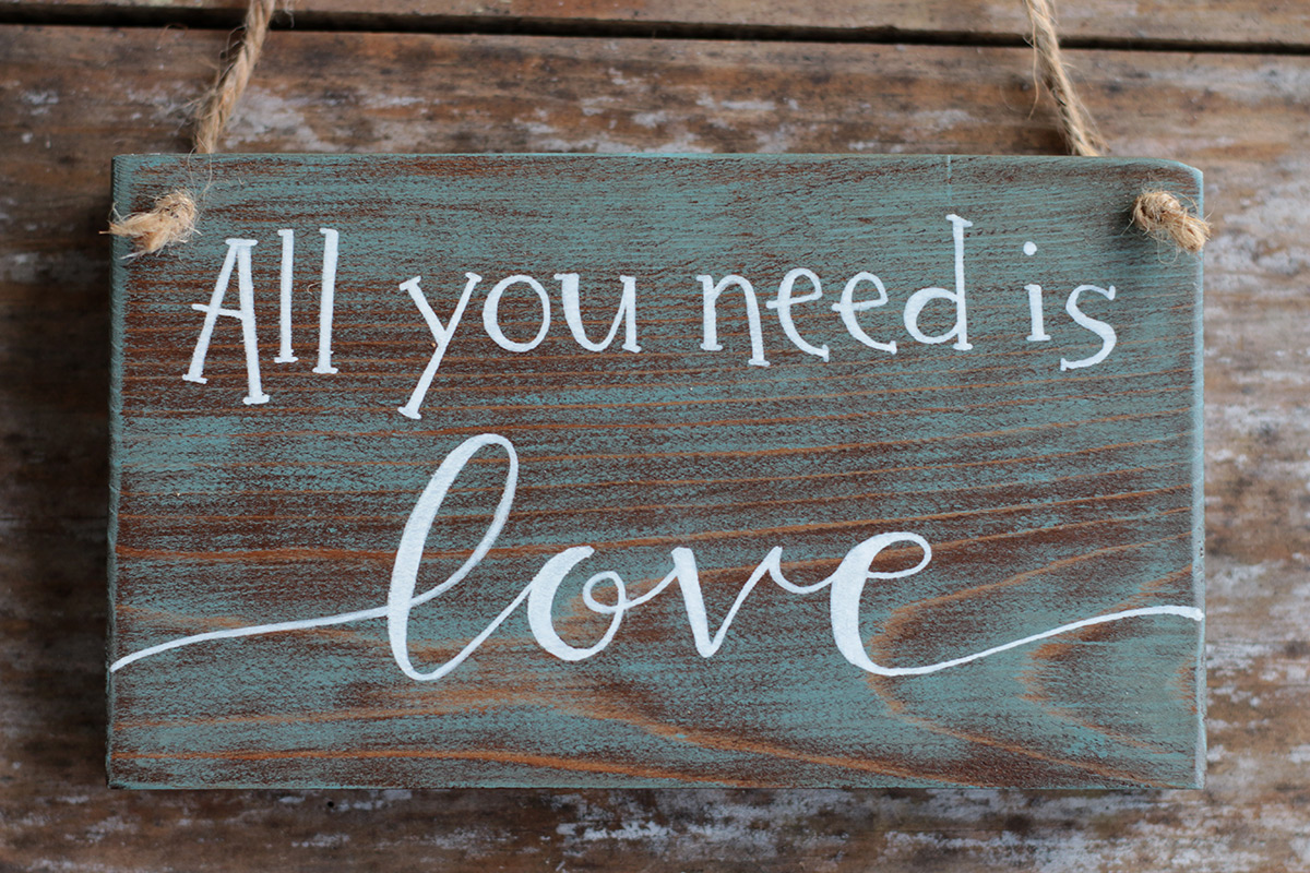 'All you need is love' Wooden MDF Craft Quote Sign Gift with Heart Shapes A341 
