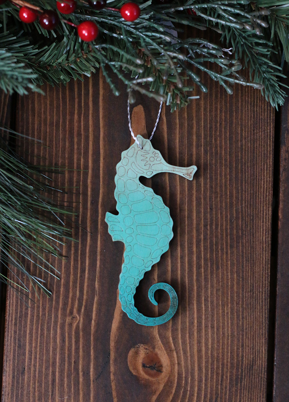 Seahorse Felt Ornament Hand Sewn Beaded Sequined Beach Decor Nautical theme