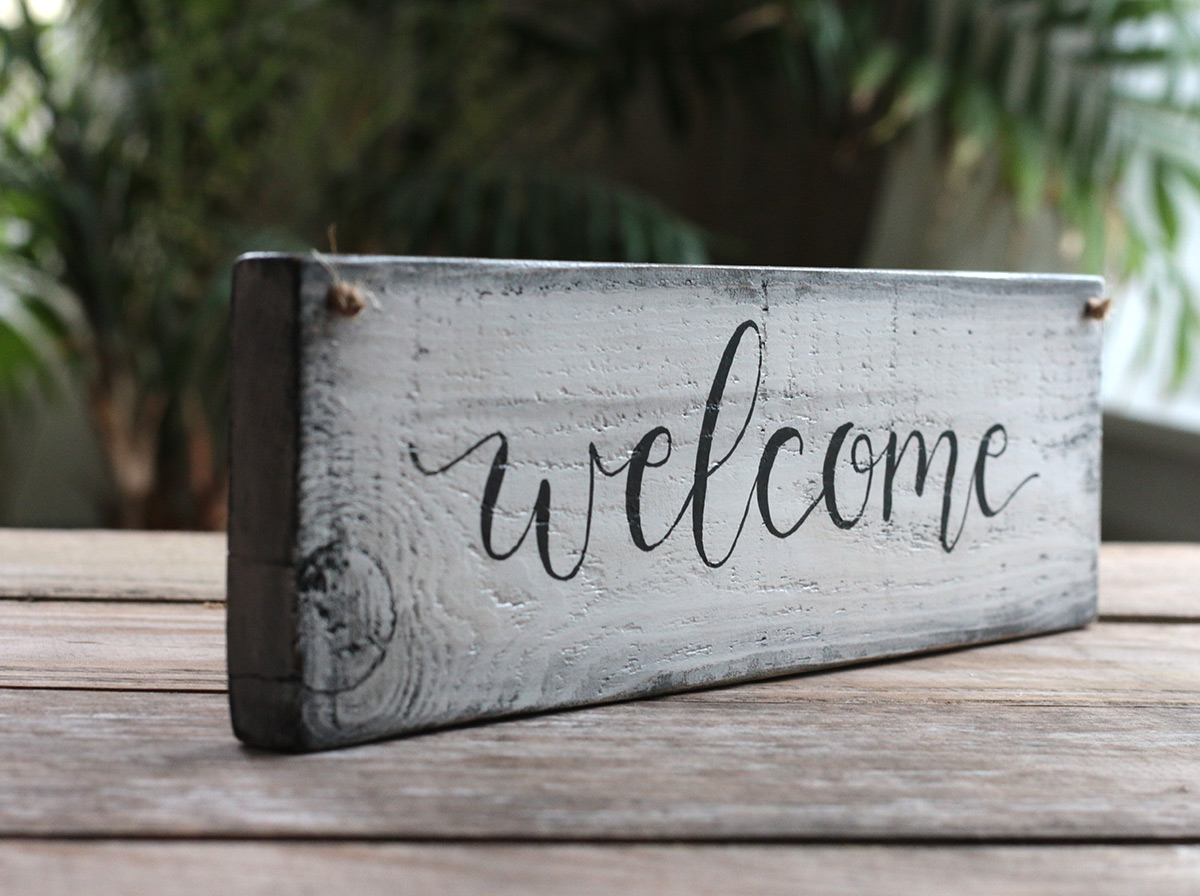 Details about   Large 32 inch Rectangular Wooden Rustic Wall Welcome Sign 