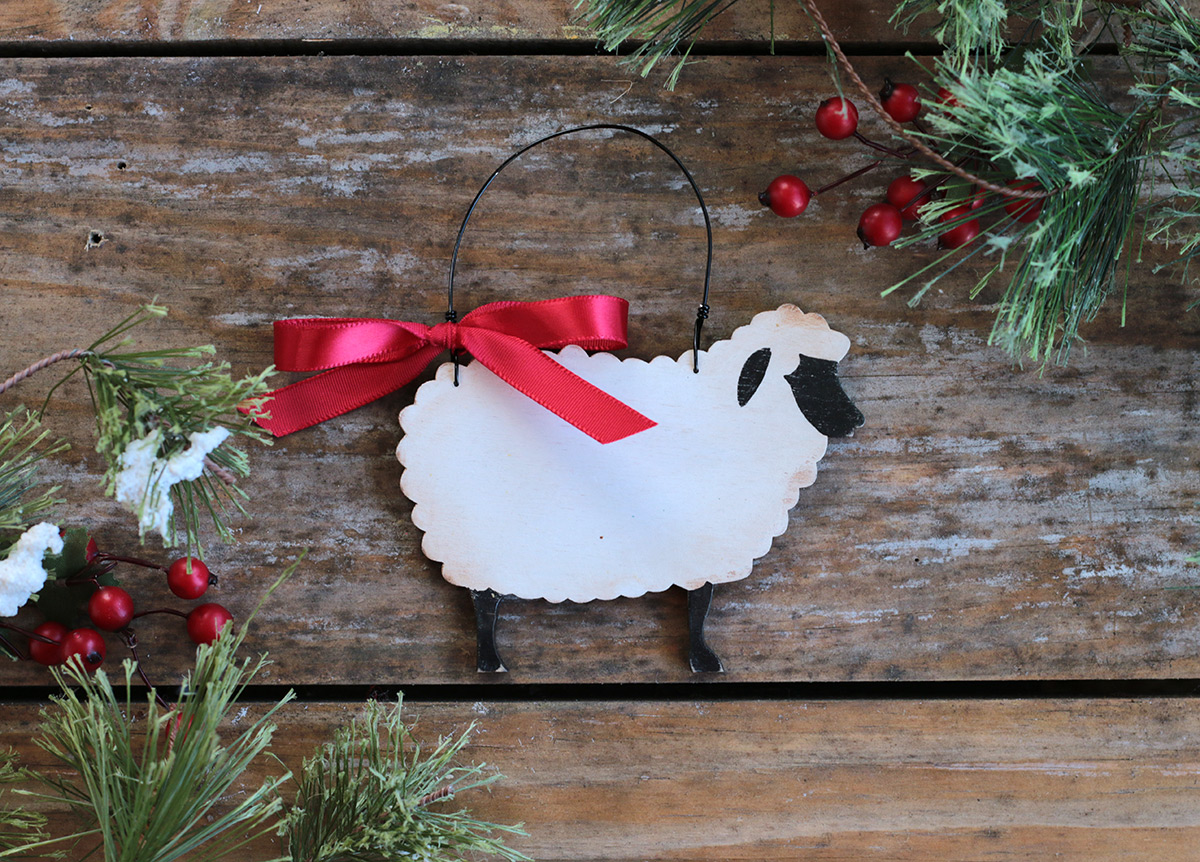 Farmhouse Decor Primitive Sheep Christmas Ornament Sheep Lover's Gift Holiday Ornaments Sheep Tree Ornament Ranch Decor