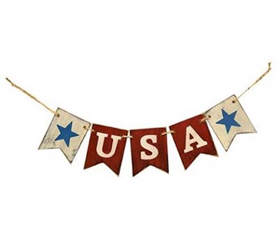 USA Wood Banner with Stars