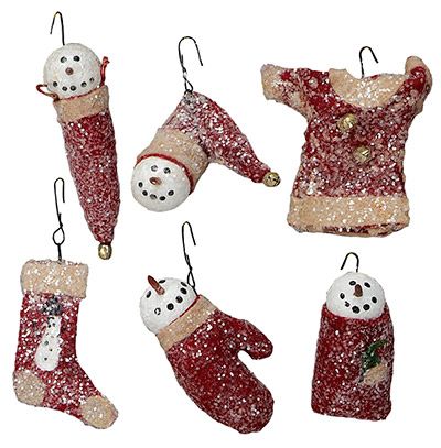 Red Wool & Glitter Snowman Ornament