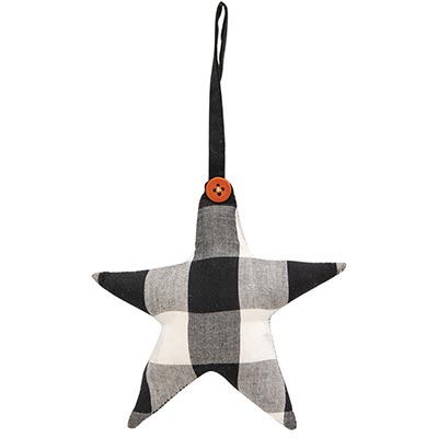 Buffalo Check Star Ornament - Black/White