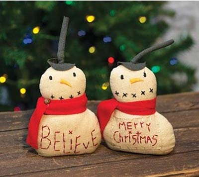 Merry Christmas & Believe Mini Snowmen (Set of 2)