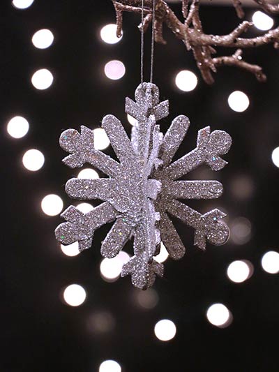 Glittered Snowflake Ornament - Silver