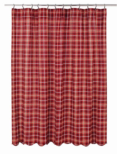 Braxton Red Plaid Fabric Shower Curtain