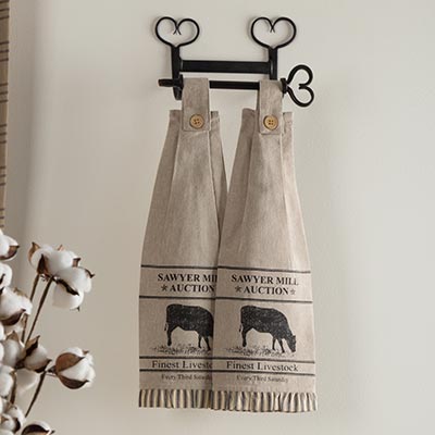 Sawyer Mill Charcoal Cow Button Loop Kitchen Towels (Set of 2)