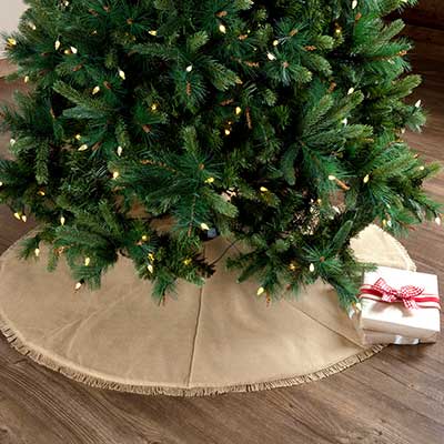 Festive Natural Burlap 48 inch Christmas Tree Skirt - The Weed Patch