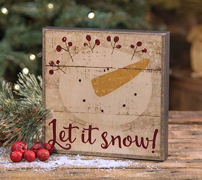 Let it Snow Snowman Box Sign