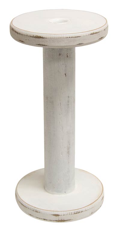 Antique White Wooden Candle Holder - Large