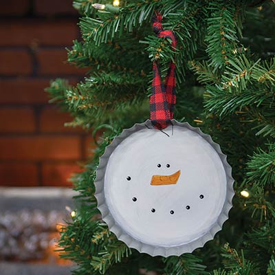 Snowman Face Bottlecap Ornament - The Weed Patch