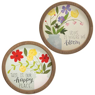 Home Is Where We Bloom Round Signs (Set of 2)